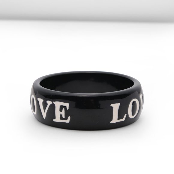 Black white LOVE bangle bracelet cuff - Picture 2 of 3